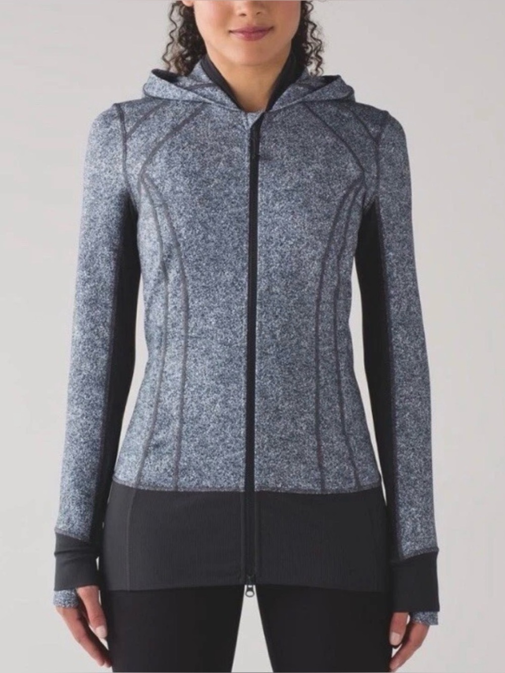 NWOT LULULEMON Daily Practice Long Jacket Rio Mist Black Gray Size 8